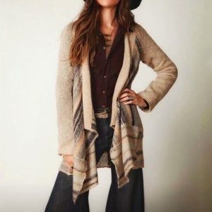 Free People Lurex Striped Waterfall Drape Cardigan